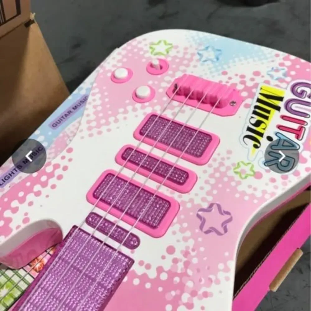 Kids Pink Light-Up Electric Guitar Toy with Music – Ages 3+